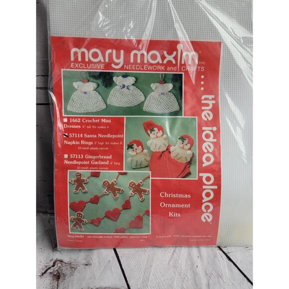 Mary Maxim Needle Point Plastic Canvas Santa Napkin Rings 57114 New - Picture 1 of 5